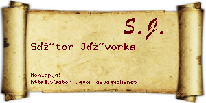 Sátor Jávorka névjegykártya